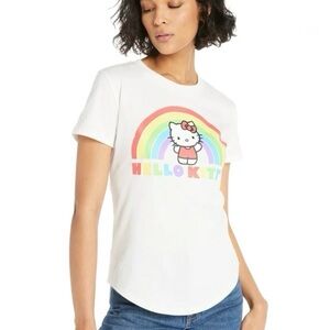 Hello Kitty Rainbow Graphic T-Shirt Size XL White Short Sleeve Tee